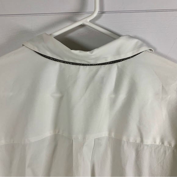 Lafayette 148 Jessie Crystal Oversized‎ White Poplin Shirt Tunic Top Sz XXL EUC - Picture 8 of 15